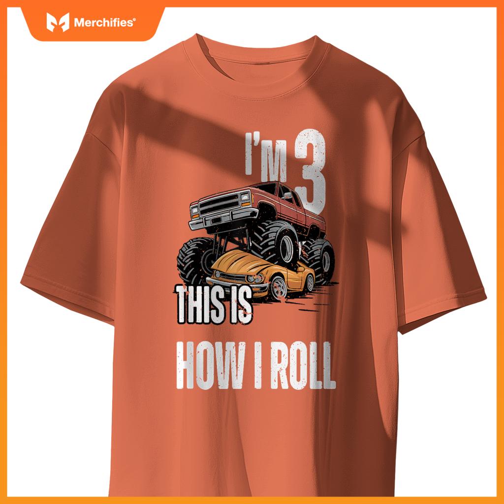 Monster Truck 3 Year Old Toddlers Boy 3rd Birthday Party Car T-Shirt