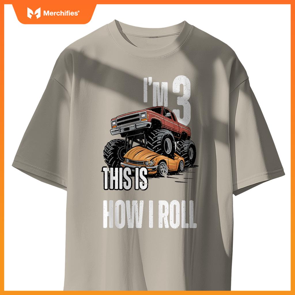 Monster Truck 3 Year Old Toddlers Boy 3rd Birthday Party Car T-Shirt