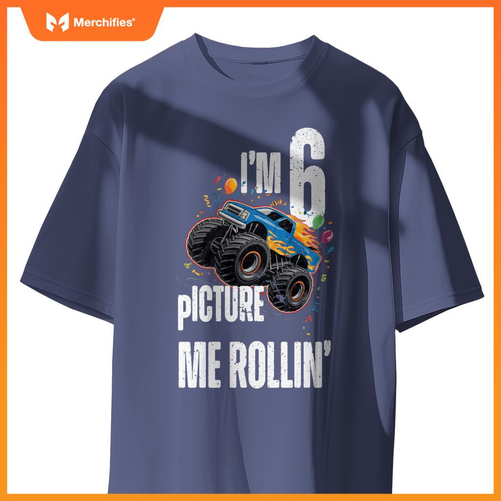 Monster Truck 6 Year Old Toddlers Boy 6th Birthday Party Car T-Shirt