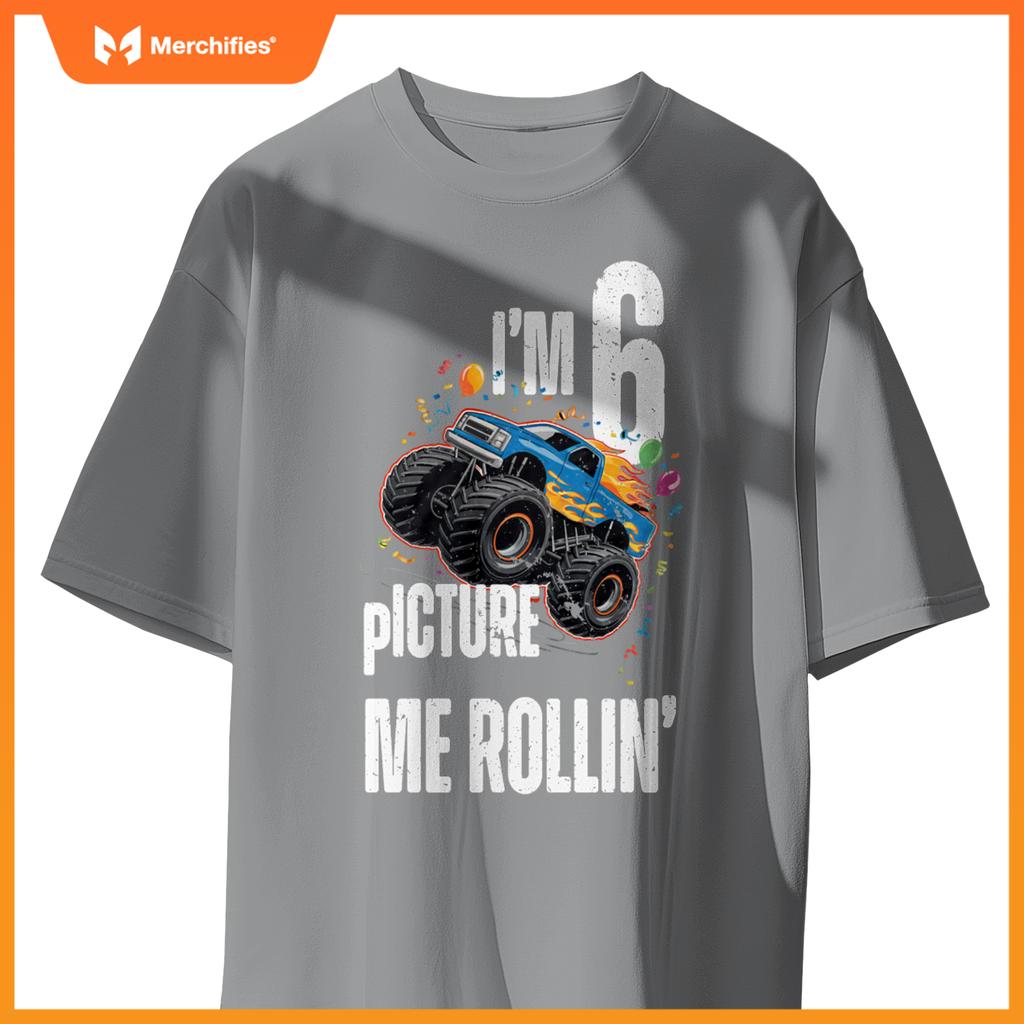 Monster Truck 6 Year Old Toddlers Boy 6th Birthday Party Car T-Shirt