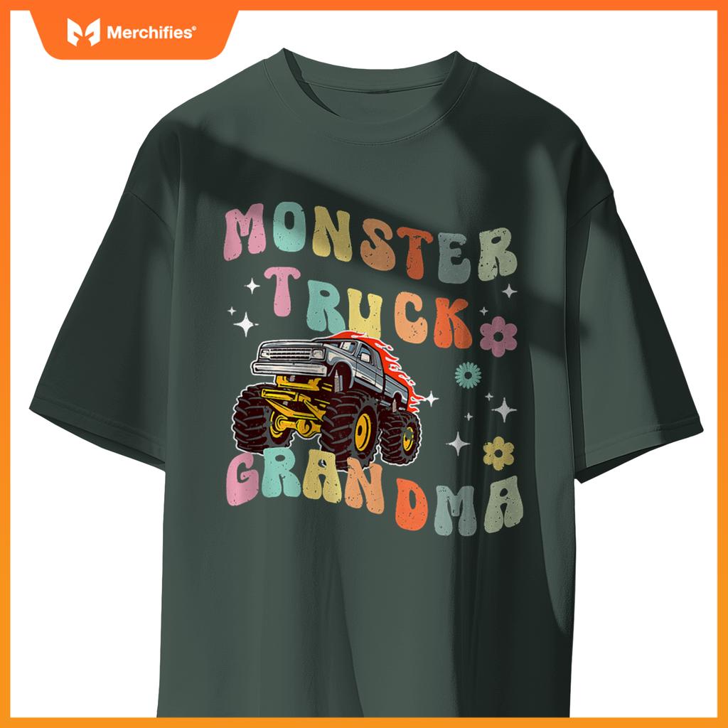 Monster Truck Grandma Groovy Monster Truck Grandmother T-Shirt