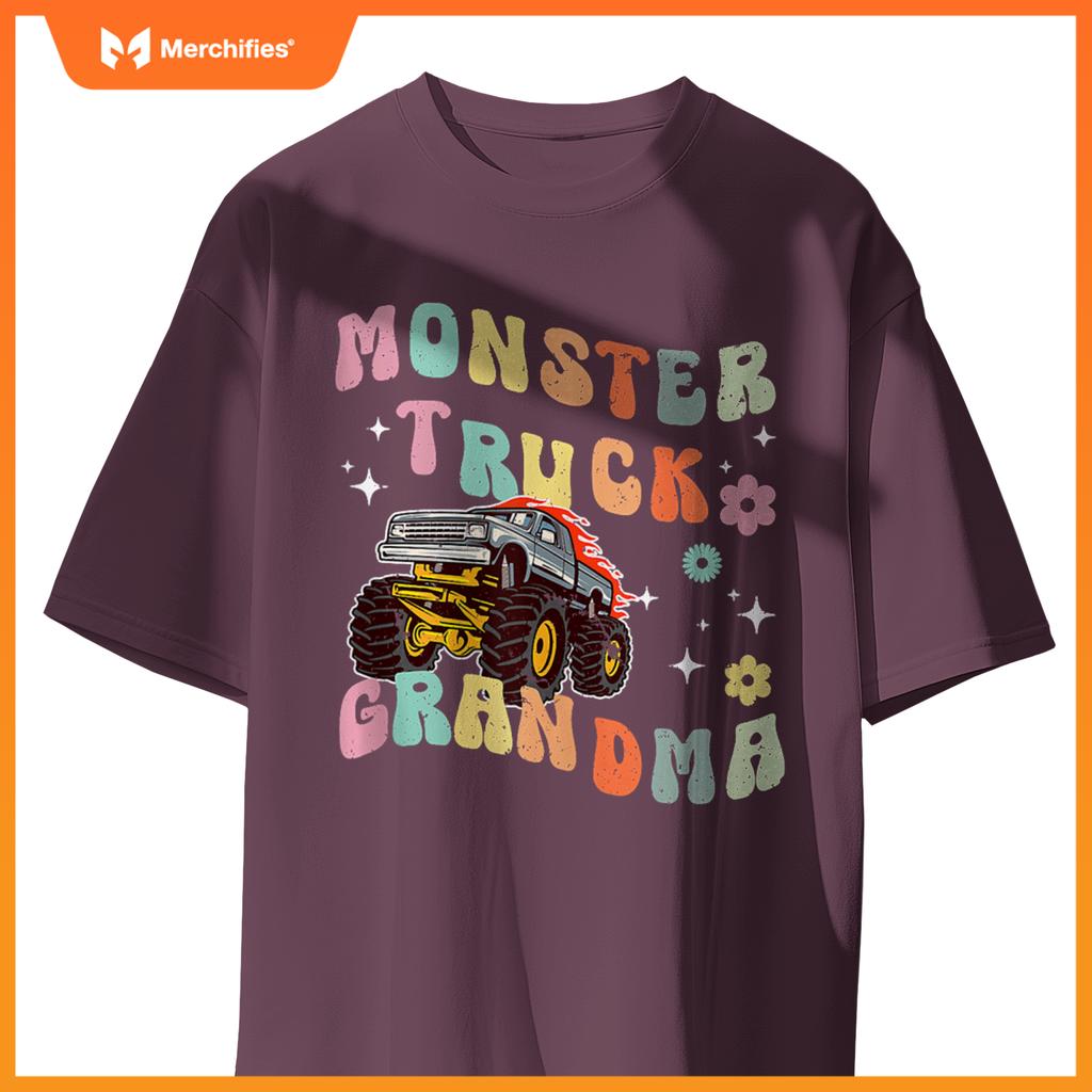 Monster Truck Grandma Groovy Monster Truck Grandmother T-Shirt