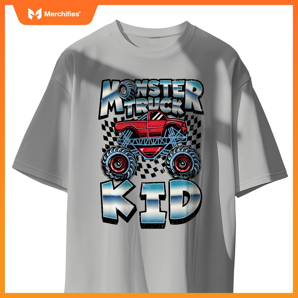 Monster Truck Kid Funny Boys Men Drivers Racers Retro Racing T-Shirt