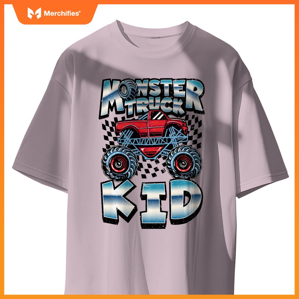 Monster Truck Kid Funny Boys Men Drivers Racers Retro Racing T-Shirt
