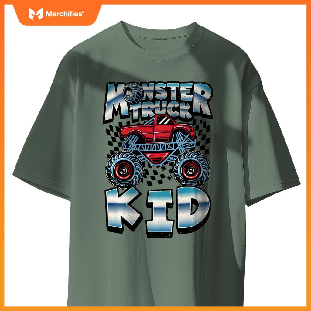 Monster Truck Kid Funny Boys Men Drivers Racers Retro Racing T-Shirt