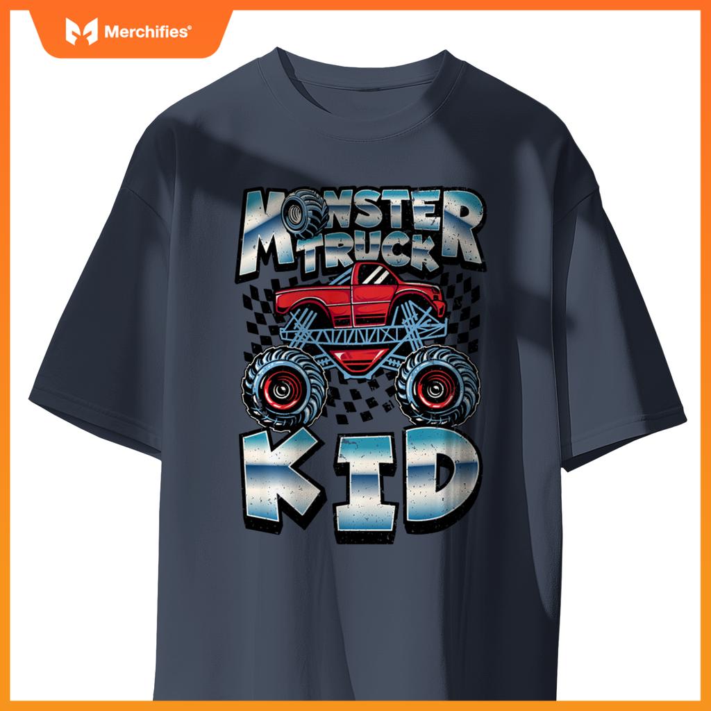 Monster Truck Kid Funny Boys Men Drivers Racers Retro Racing T-Shirt