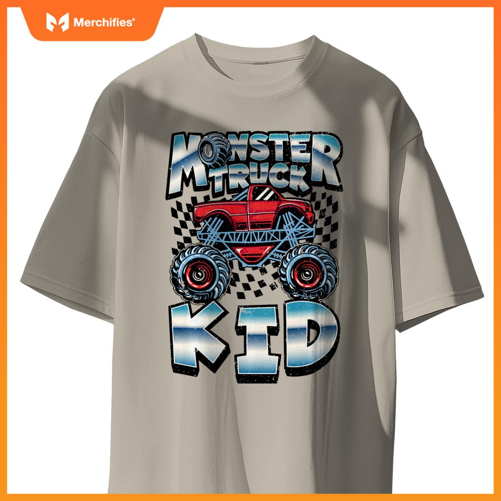 Monster Truck Kid Funny Boys Men Drivers Racers Retro Racing T-Shirt
