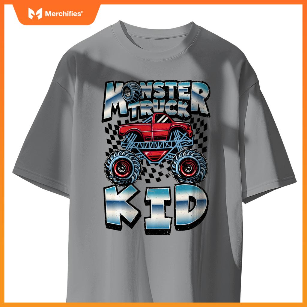 Monster Truck Kid Funny Boys Men Drivers Racers Retro Racing T-Shirt