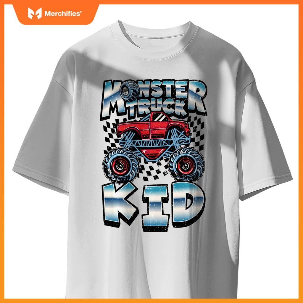 Monster Truck Kid Funny Boys Men Drivers Racers Retro Racing T-Shirt
