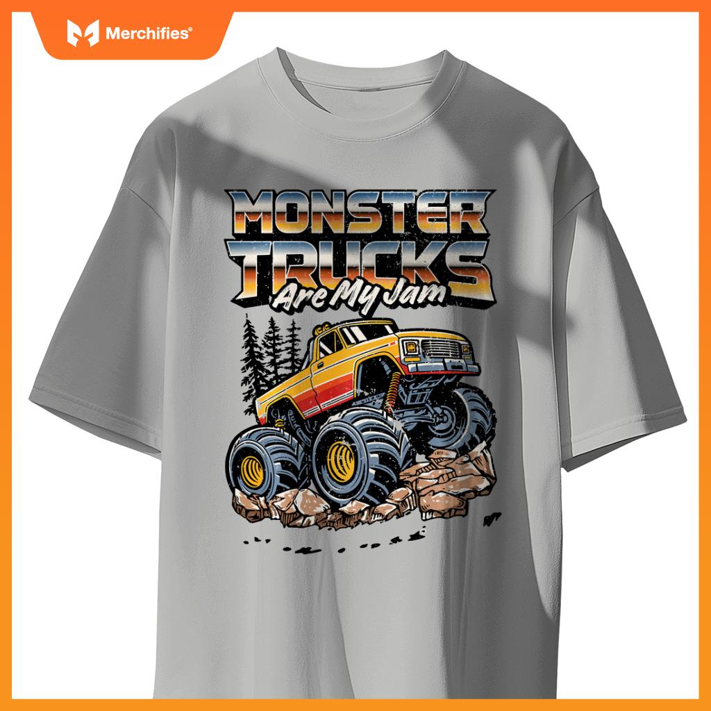 Monster Trucks Are My Jam Funny Men Boys Retro Vintage Truck T-Shirt