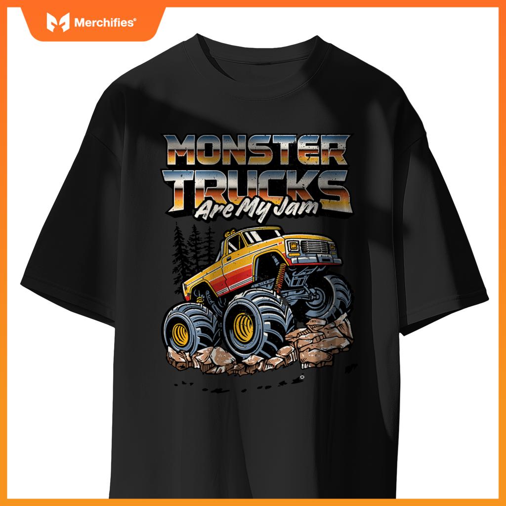 Monster Trucks Are My Jam Funny Men Boys Retro Vintage Truck T-Shirt