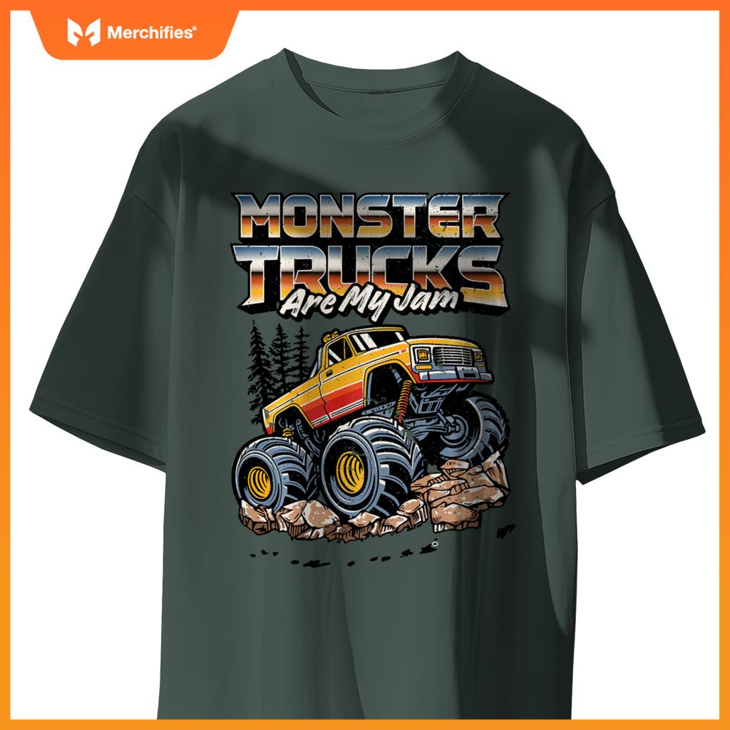 Monster Trucks Are My Jam Funny Men Boys Retro Vintage Truck T-Shirt