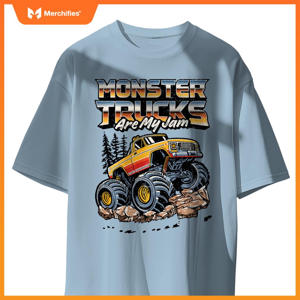 Monster Trucks Are My Jam Funny Men Boys Retro Vintage Truck T-Shirt