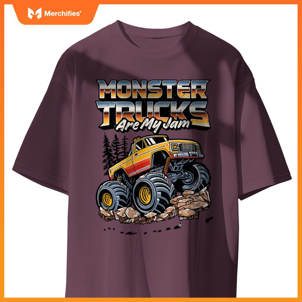 Monster Trucks Are My Jam Funny Men Boys Retro Vintage Truck T-Shirt