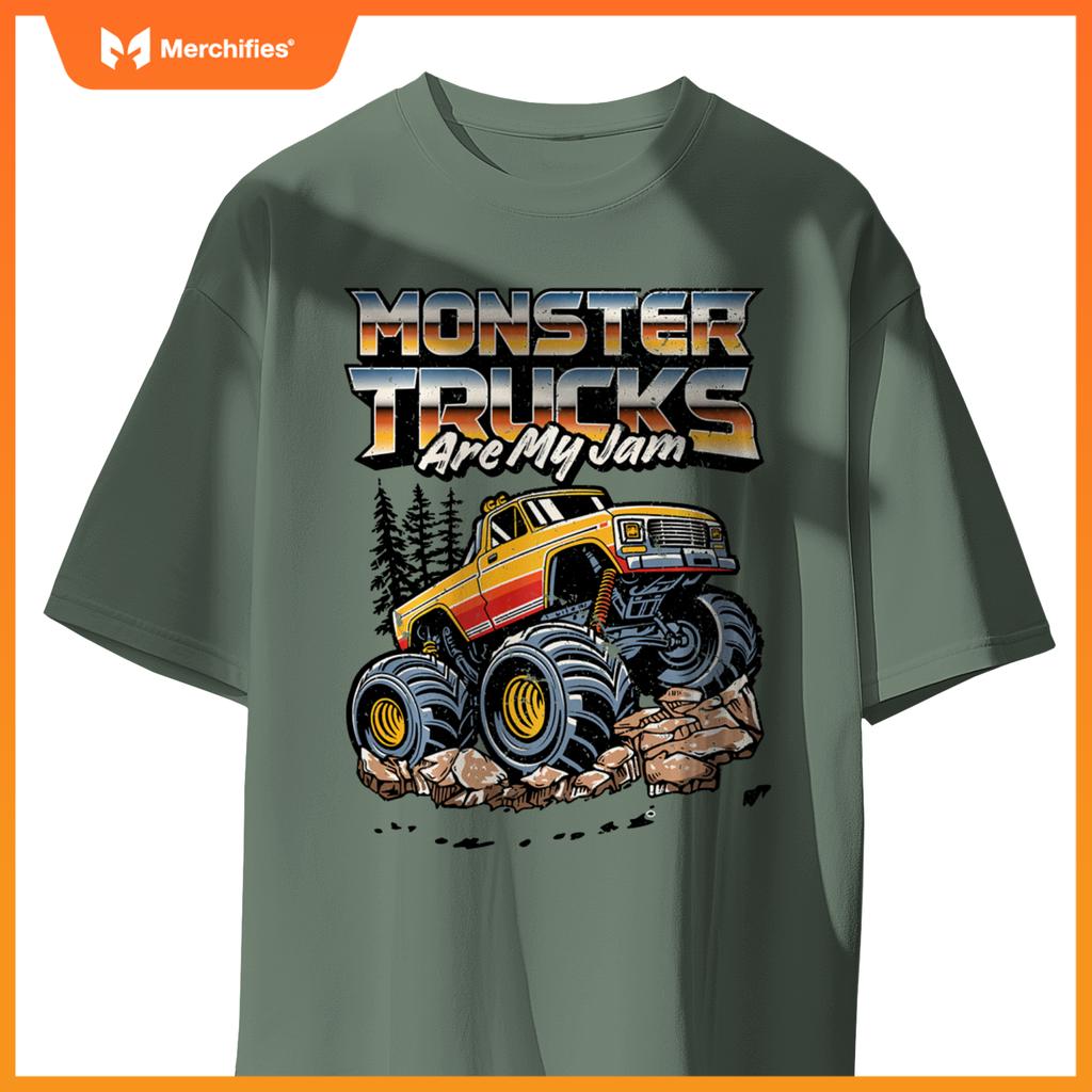 Monster Trucks Are My Jam Funny Men Boys Retro Vintage Truck T-Shirt
