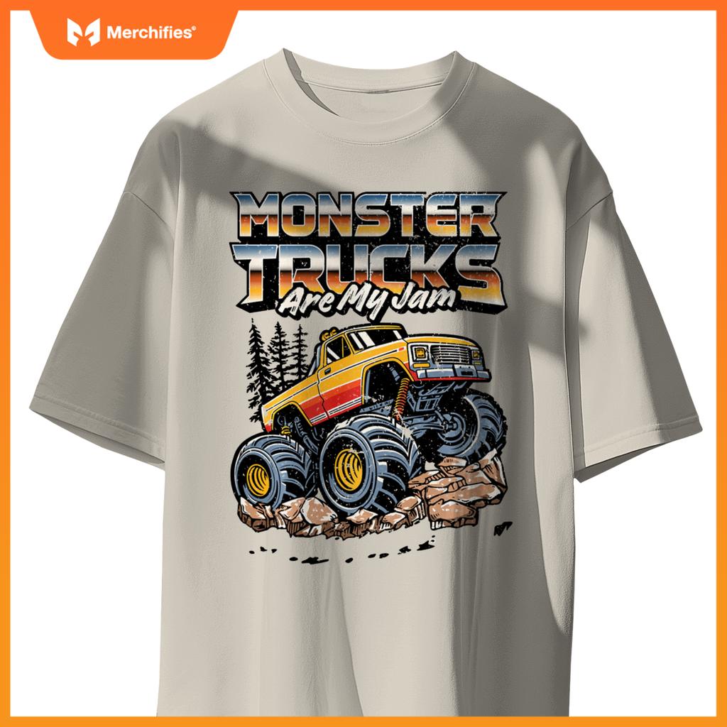 Monster Trucks Are My Jam Funny Men Boys Retro Vintage Truck T-Shirt