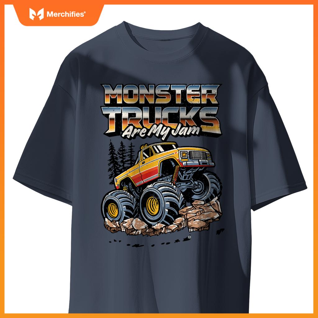 Monster Trucks Are My Jam Funny Men Boys Retro Vintage Truck T-Shirt
