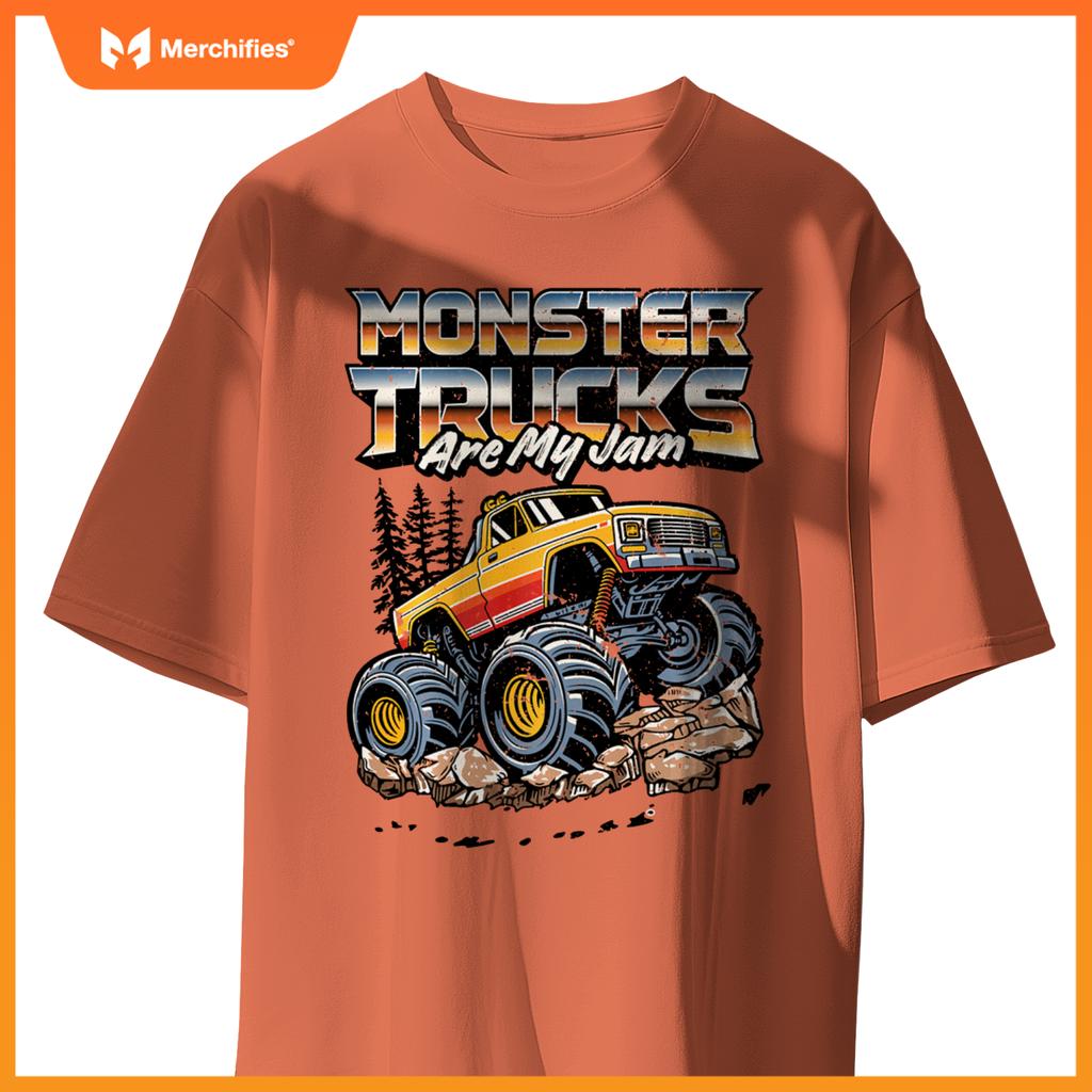Monster Trucks Are My Jam Funny Men Boys Retro Vintage Truck T-Shirt