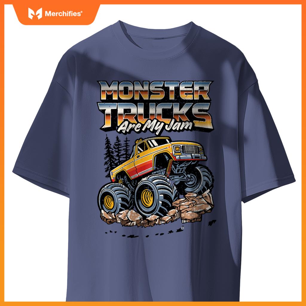 Monster Trucks Are My Jam Funny Men Boys Retro Vintage Truck T-Shirt