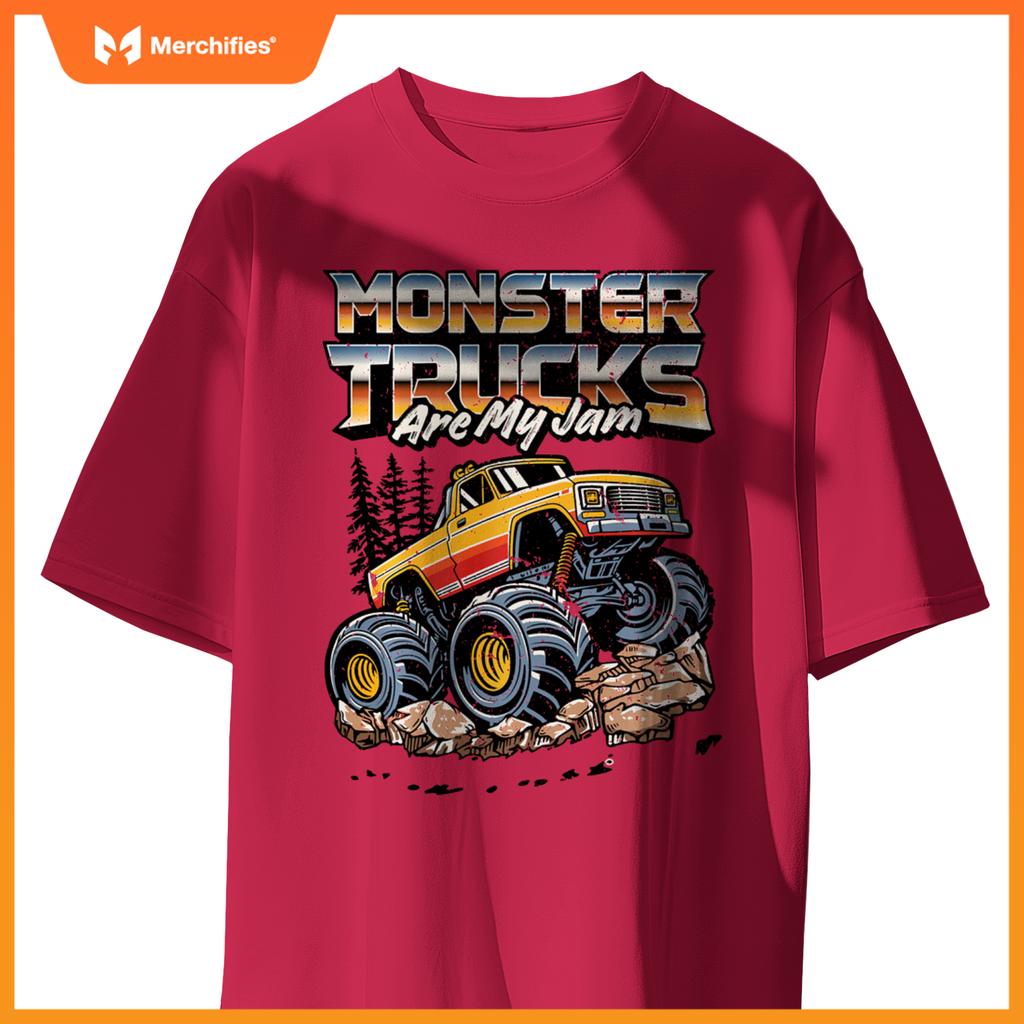Monster Trucks Are My Jam Funny Men Boys Retro Vintage Truck T-Shirt