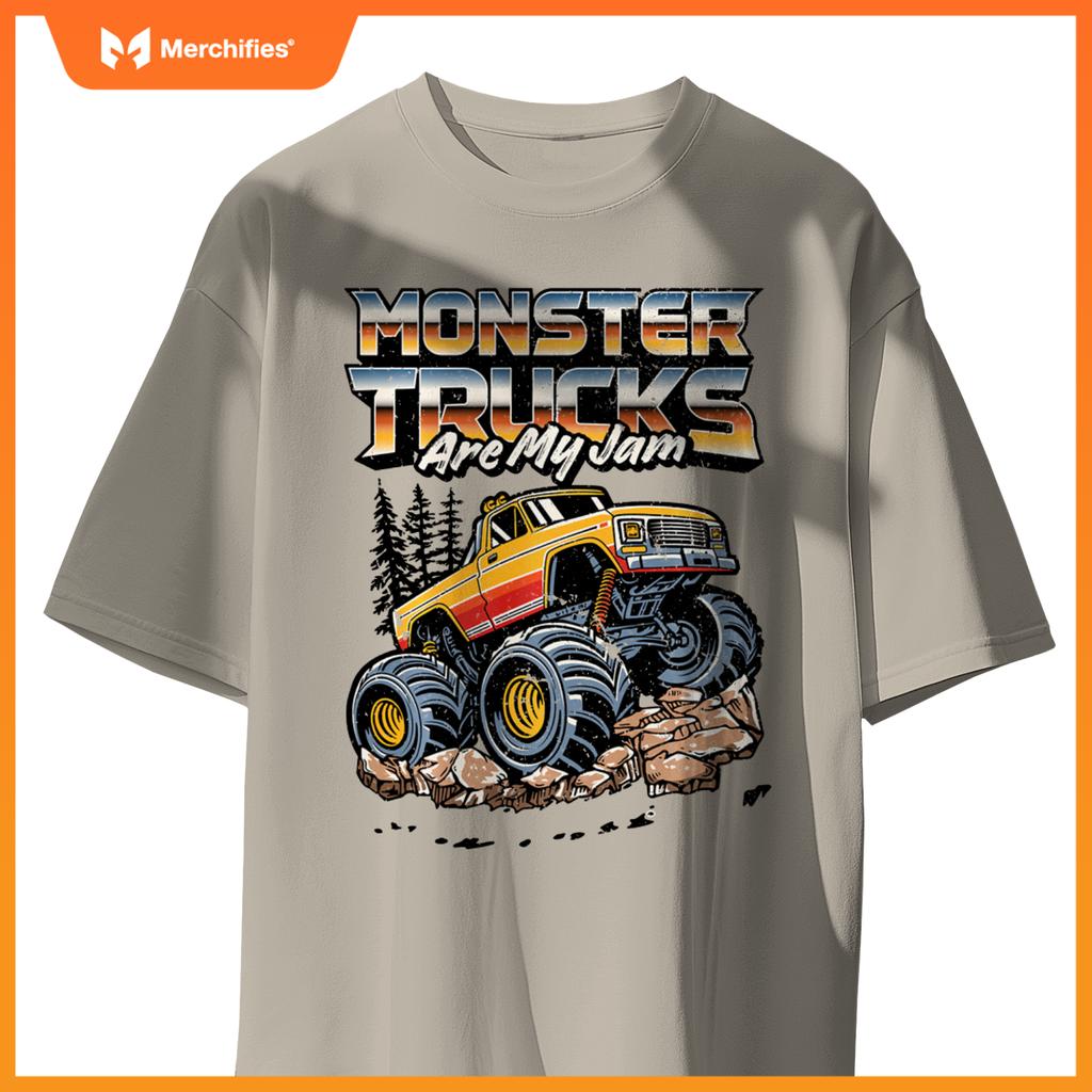 Monster Trucks Are My Jam Funny Men Boys Retro Vintage Truck T-Shirt