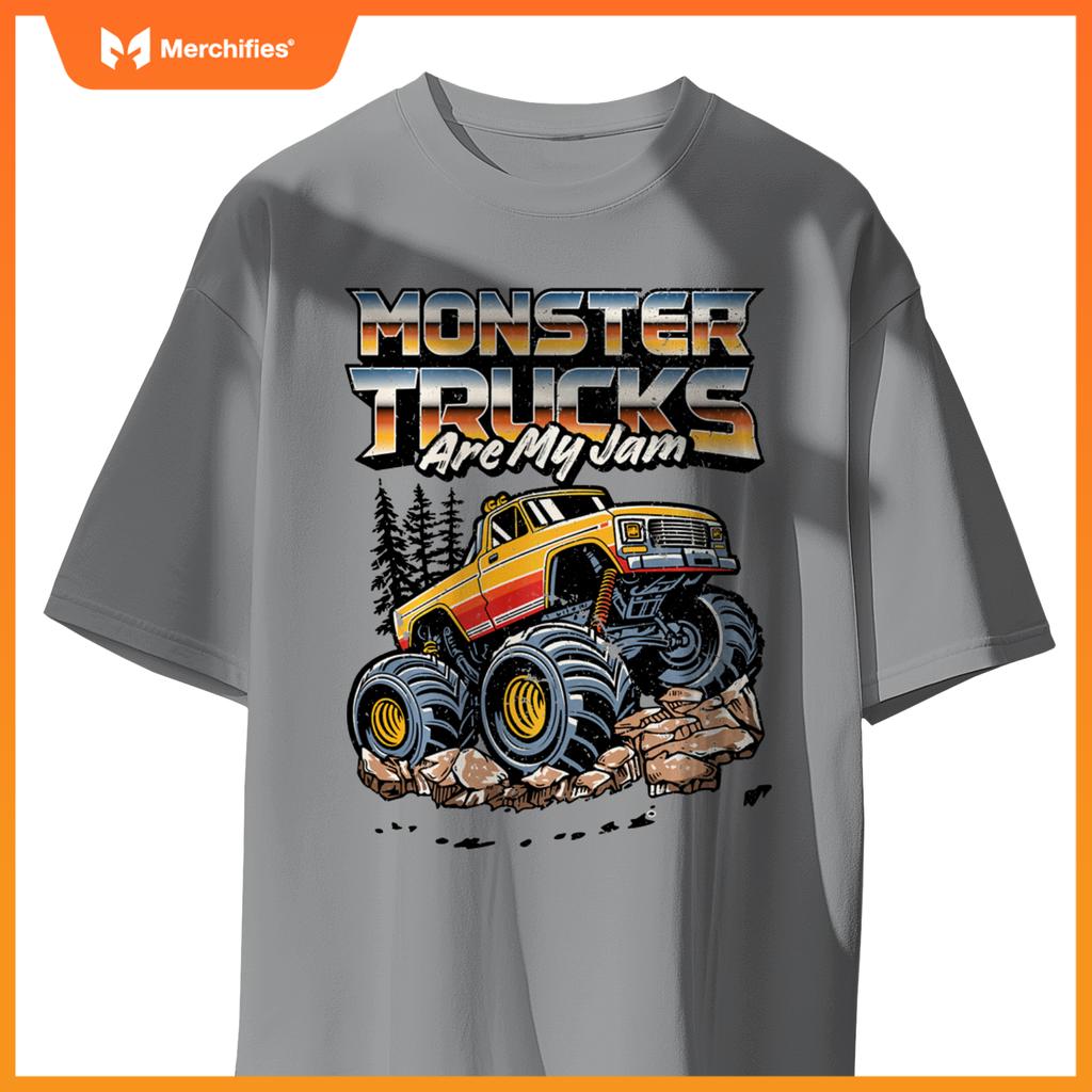 Monster Trucks Are My Jam Funny Men Boys Retro Vintage Truck T-Shirt