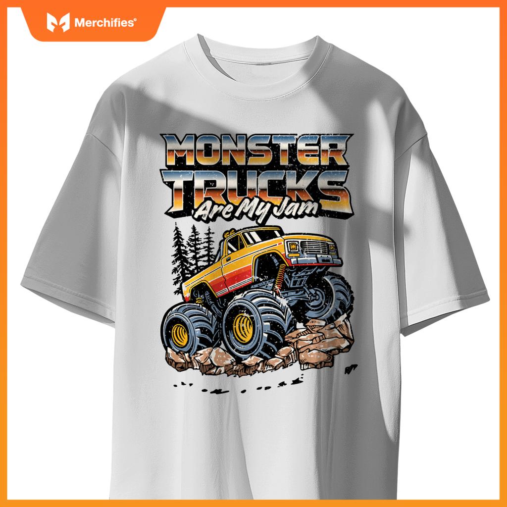 Monster Trucks Are My Jam Funny Men Boys Retro Vintage Truck T-Shirt
