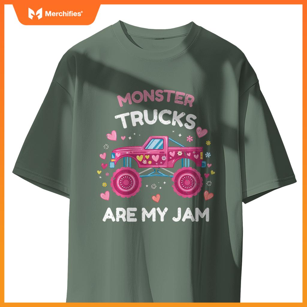 Monster Trucks For Toddlers Family Birthday Kids Car Girls T-Shirt