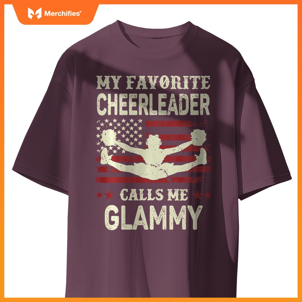 My Favorite Cheerleader Calls Me Glammy US Flag Patriotic T-Shirt