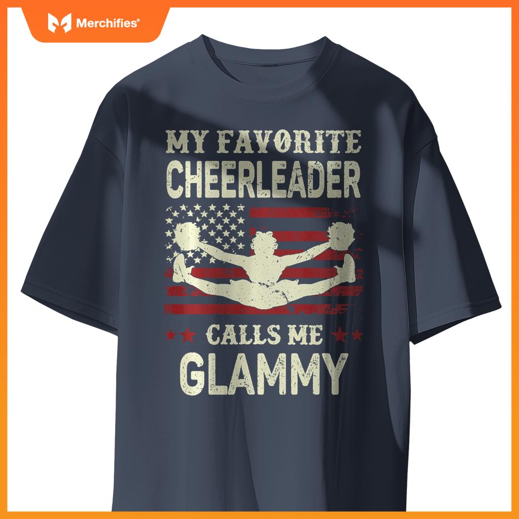 My Favorite Cheerleader Calls Me Glammy US Flag Patriotic T-Shirt