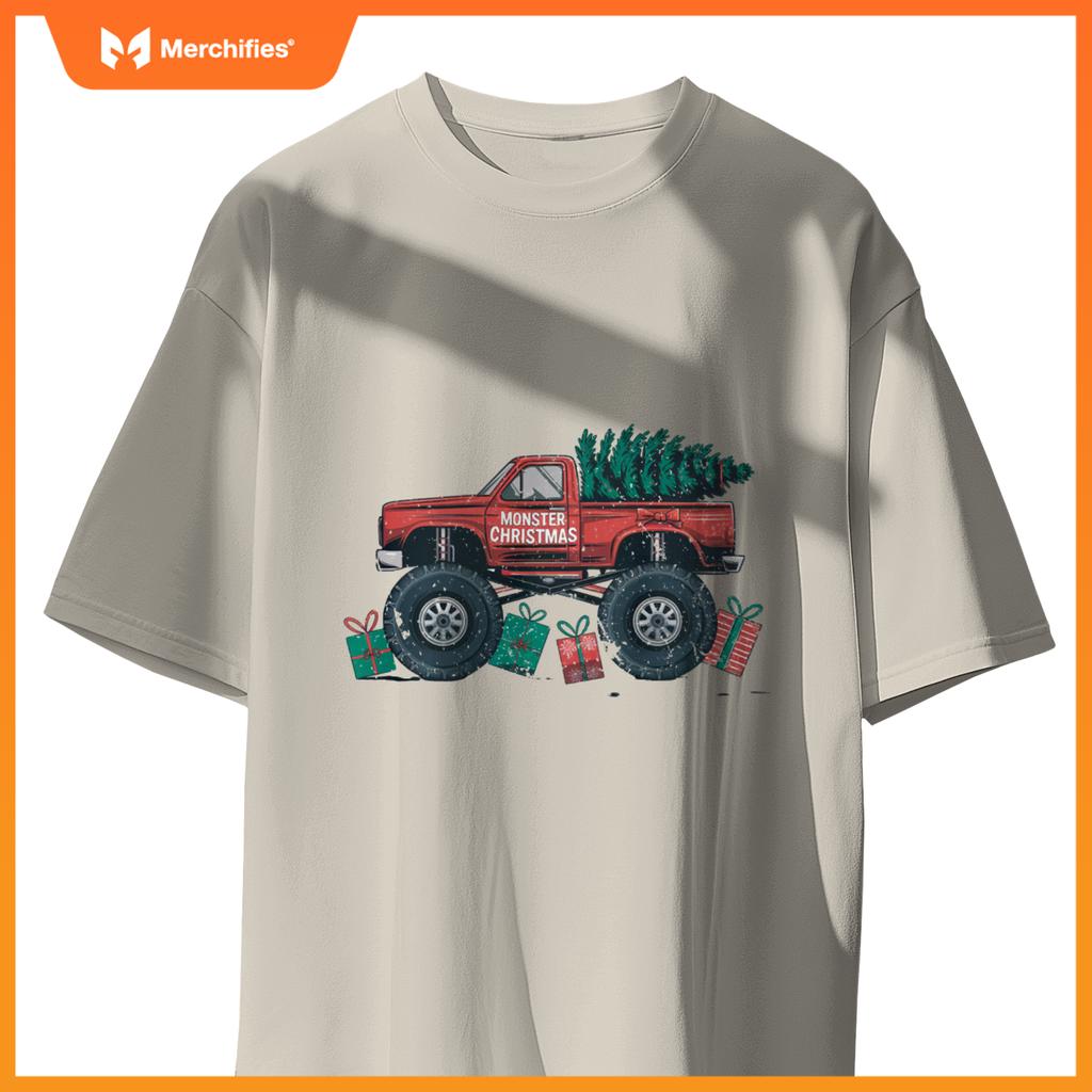 Monster Truck Christmas Tree Cool Xmas Toddler Youth T-Shirt