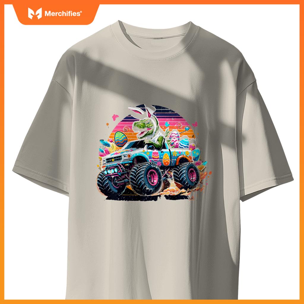 Kids Easter S Boys T Rex Dinosaur Rabbit Truck Toddler Boy T-Shirt