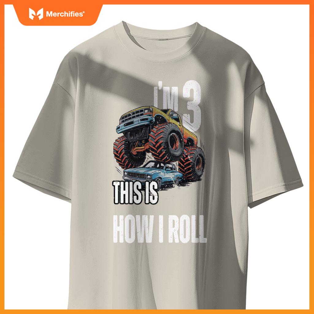 Monster Truck 3 Year Old Toddlers Boy 3rd Birthday Party Car T-Shirt