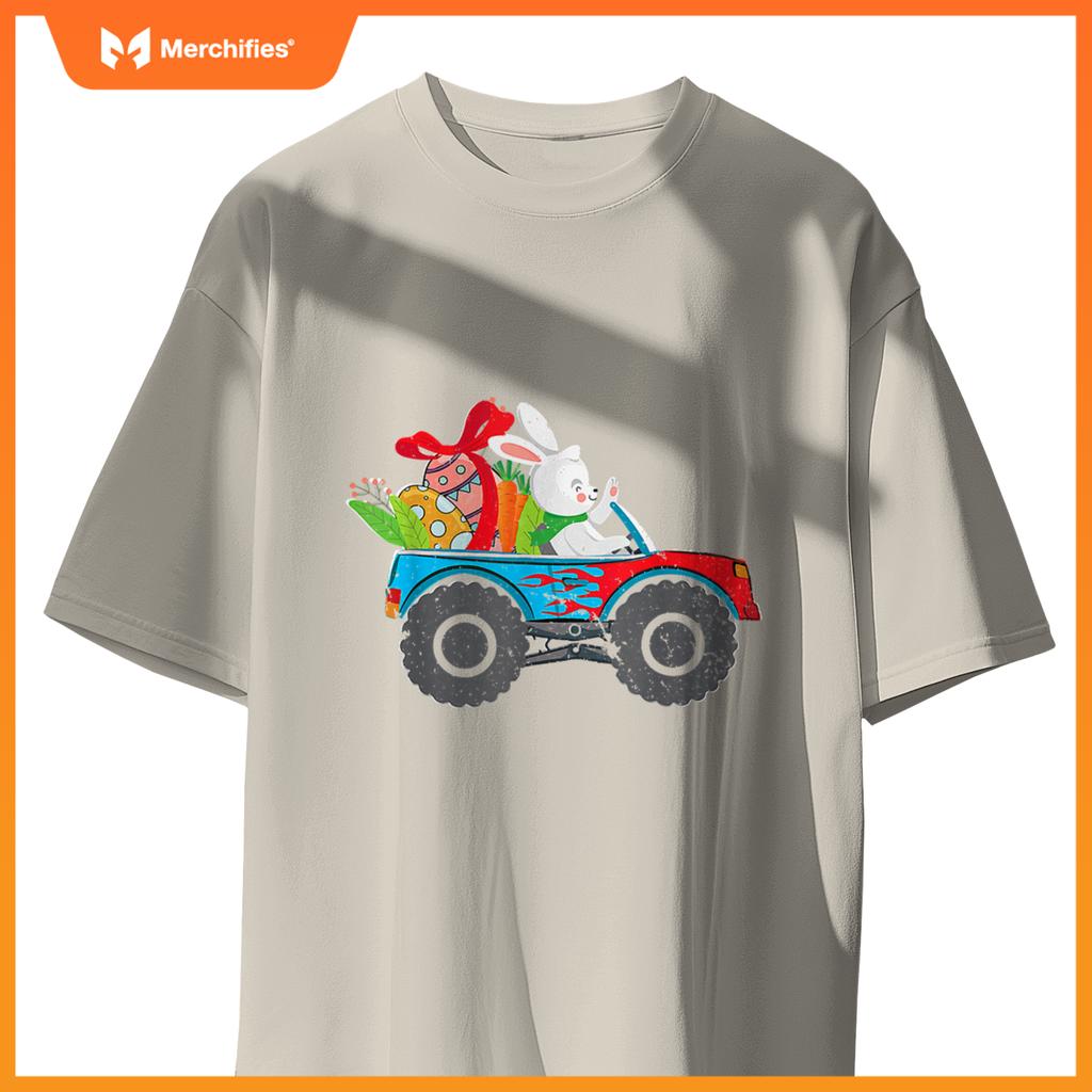 Kids Easter Rabbit Riding Monster Truck  Boys Girls T-Shirt