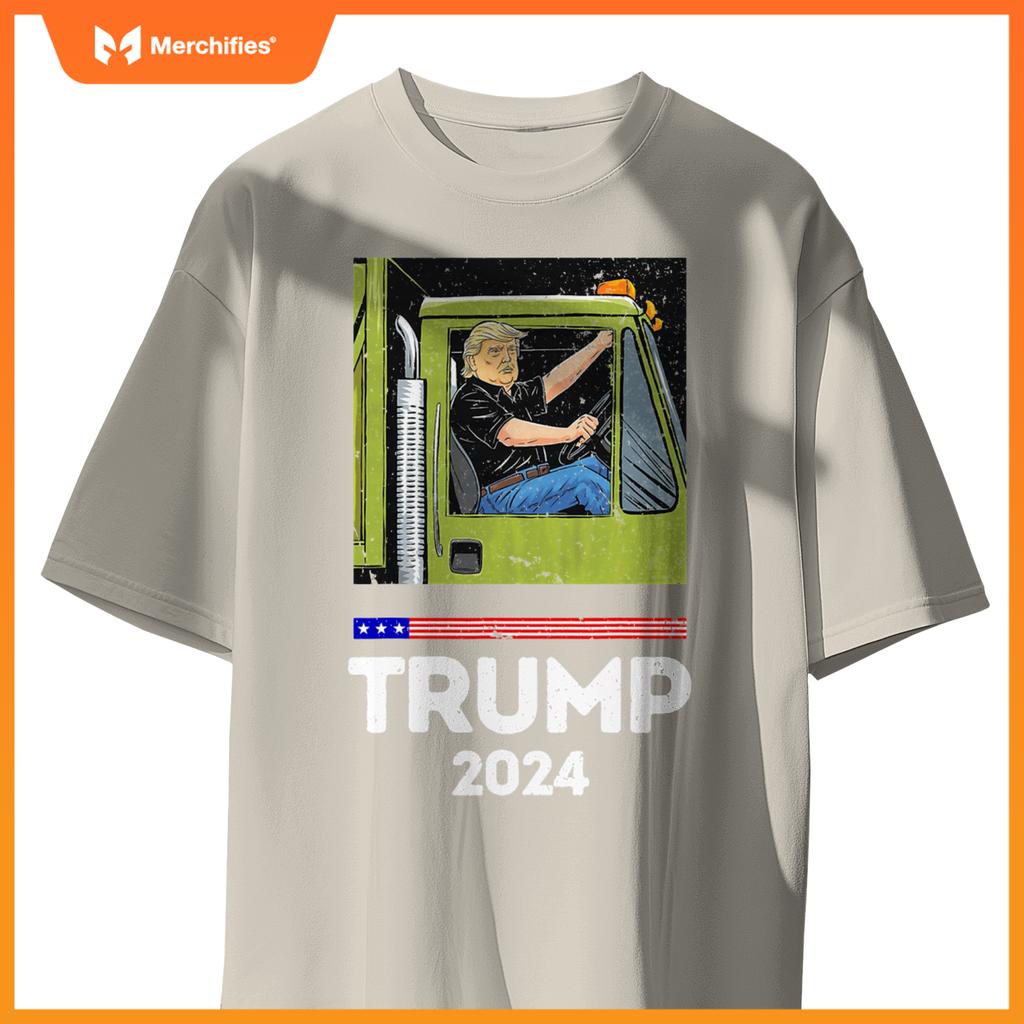 Funny Trump Driving Garbage Truck - Team Garbage T-Shirt