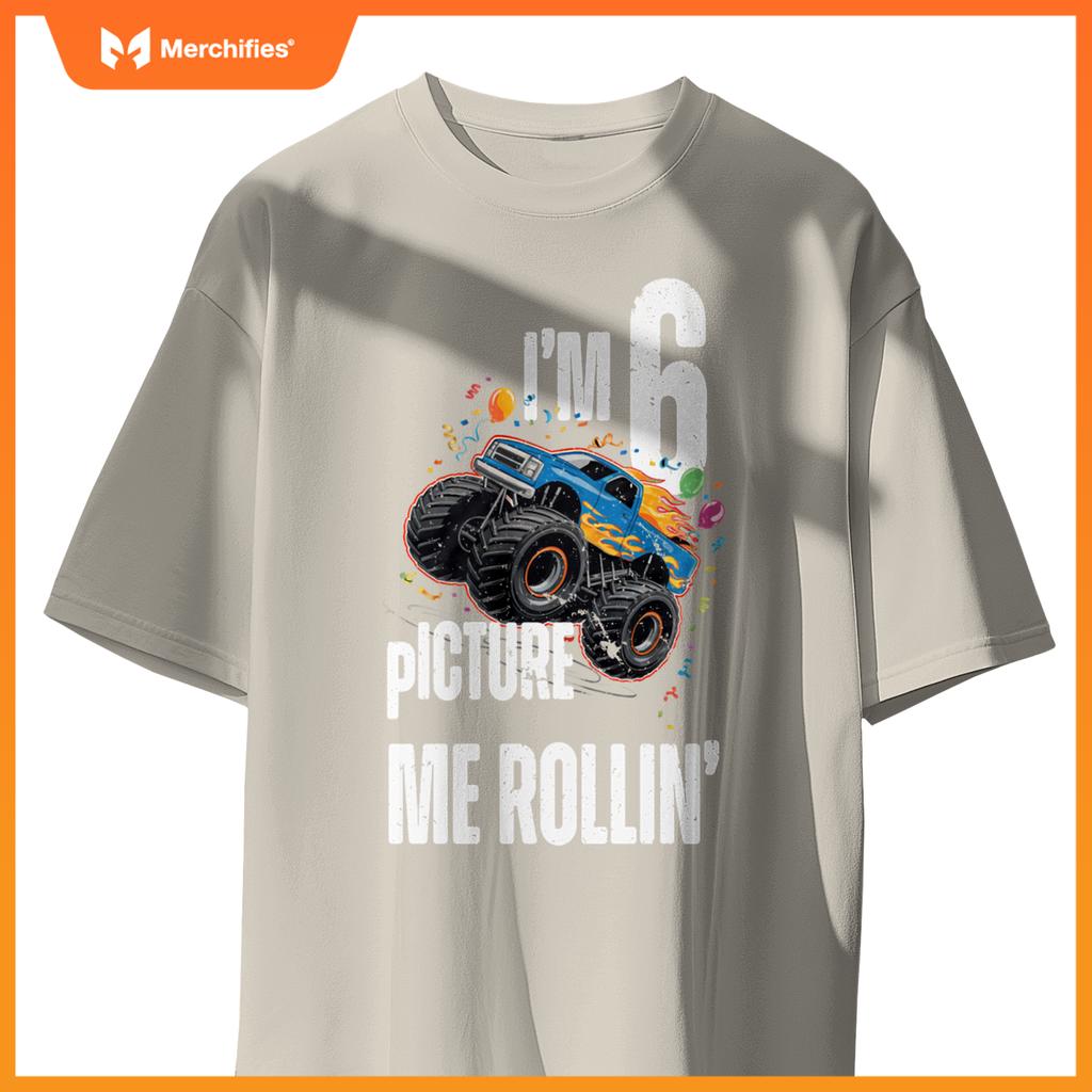 Monster Truck 6 Year Old Toddlers Boy 6th Birthday Party Car T-Shirt
