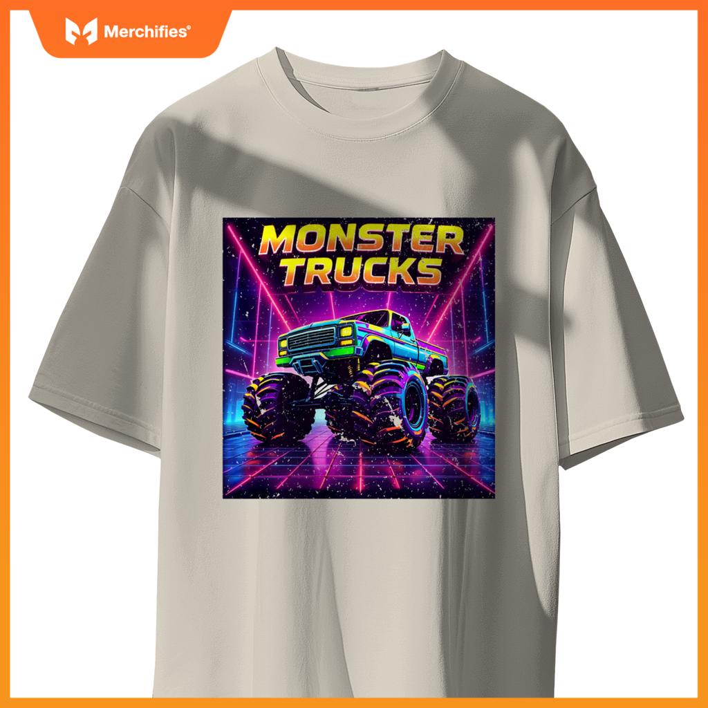Monster Truck Birthday Party Retro Monster Trucks Boys Girls T-Shirt