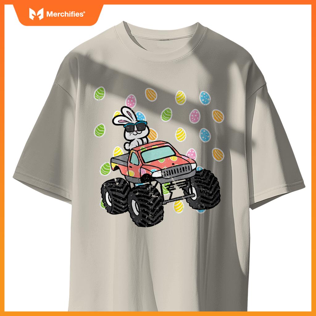 Kids Easter Bunny On Monster Truck Eggs Rabbit Toddler Boys Kids T-Shirt