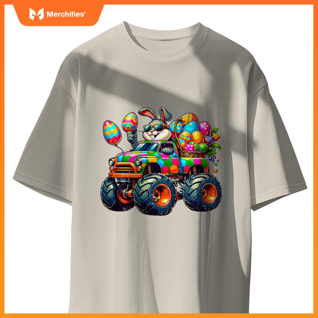 Kids Easter Day Bunny Monster Truck Eggs Cool Rabbit T-Shirt