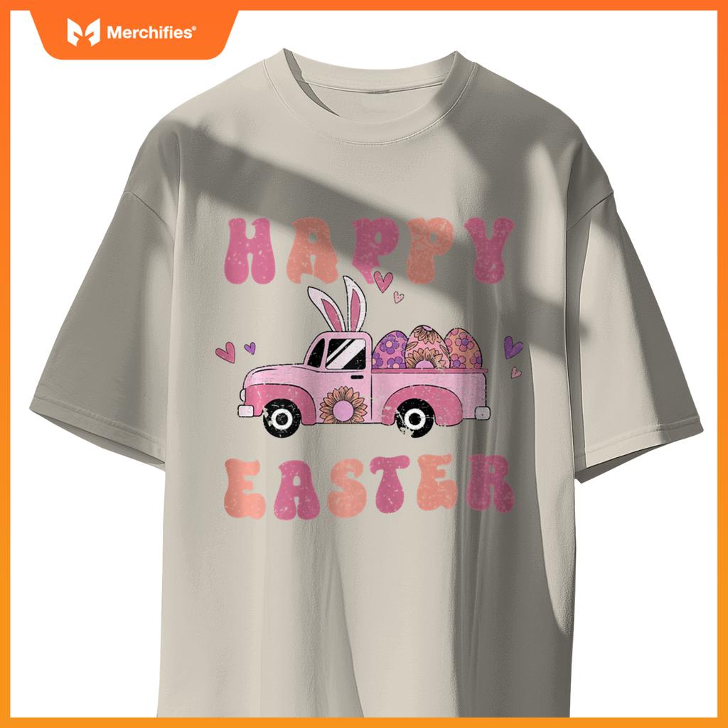 Happy Easter Bunny Truck Rabbit Easter Women Girls T-Shirt