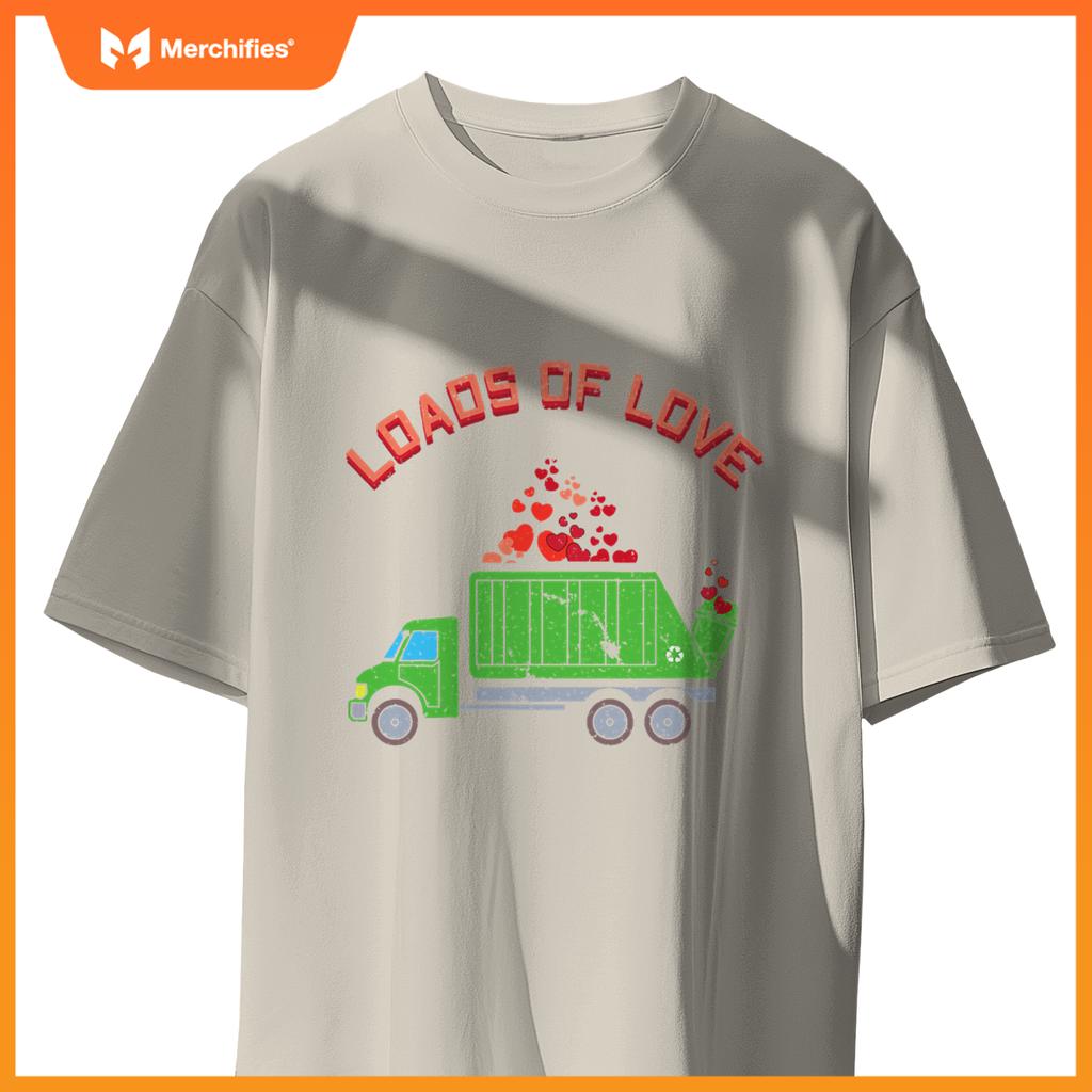Kids Garbage Truck Hearts Day Happy Valentines T-Shirt