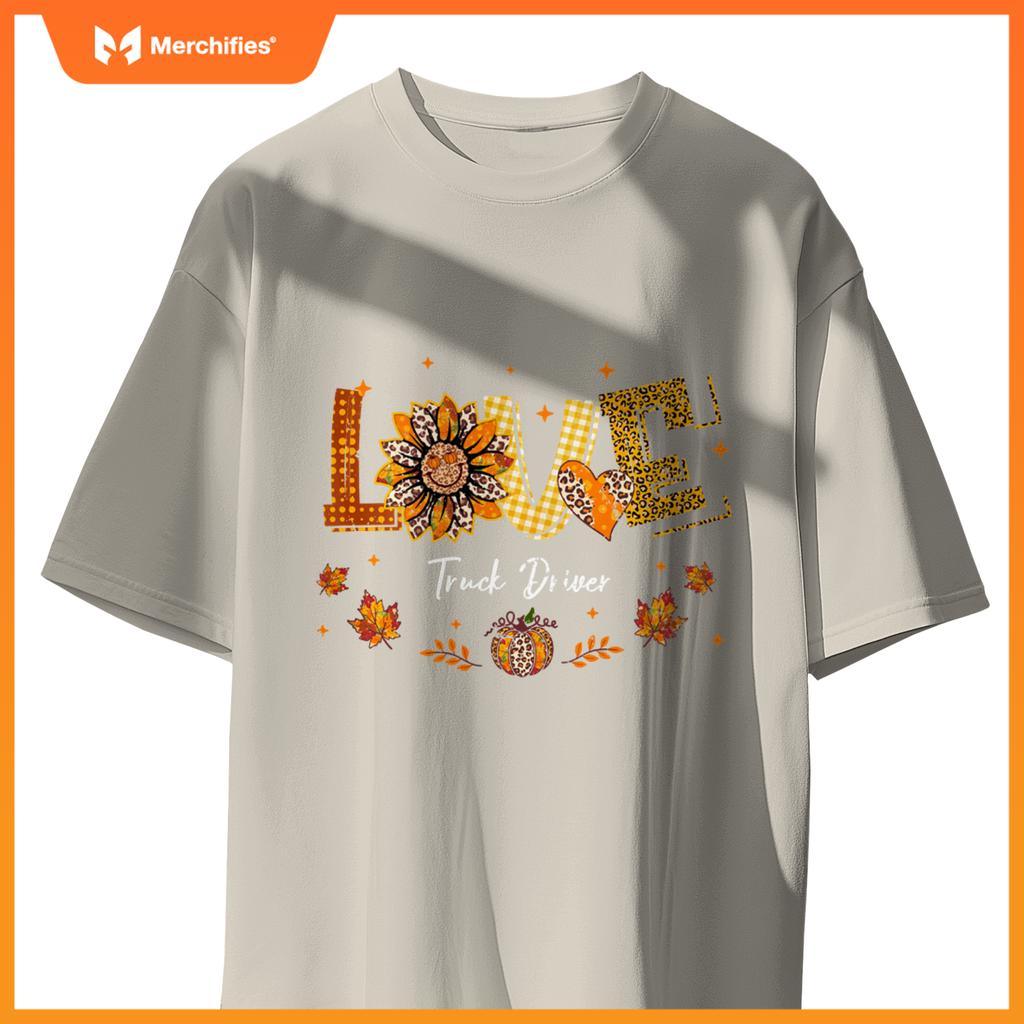 Love Truck Driver Happy Fall Thanksgiving T-Shirt