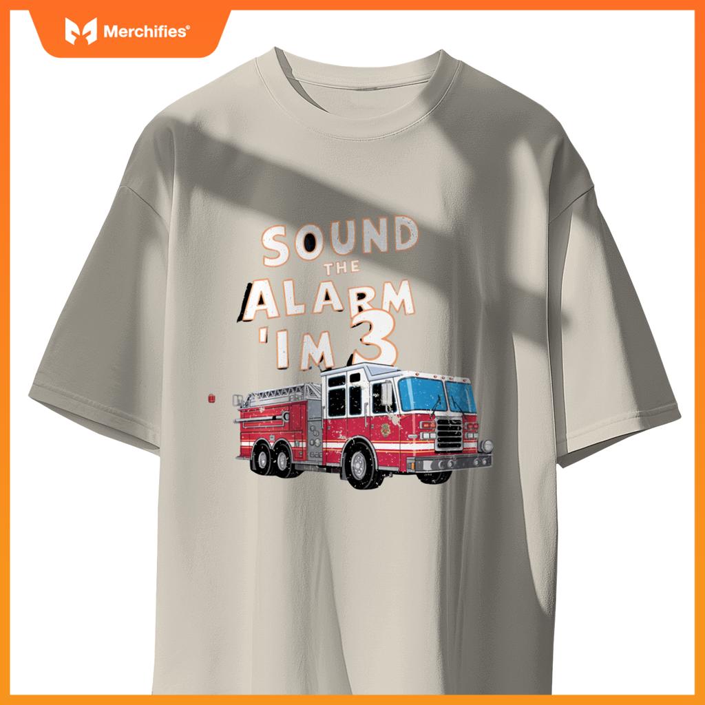 Kids Fire Truck 3 Year Old Firefighter 3rd Birthday Boy T-Shirt