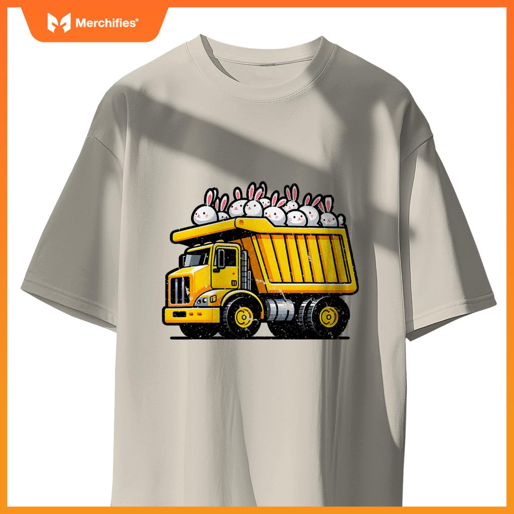 Kids Construction Dump Truck Bunnies Christian Easter Day T-Shirt