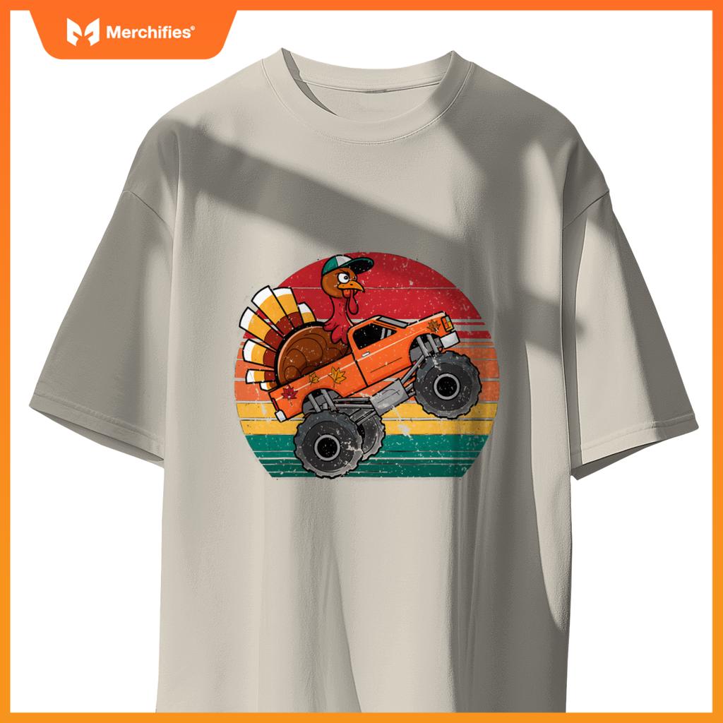Monster Truck Turkey Sunset Toddler Thanksgiving T-Shirt