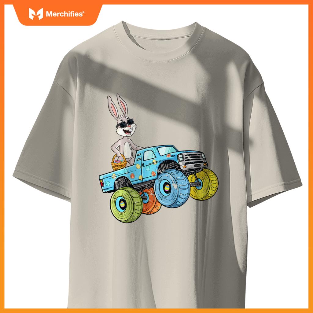 Kids Easter Rabbit Riding Monster Truck  Boys Girls Toddler T-Shirt