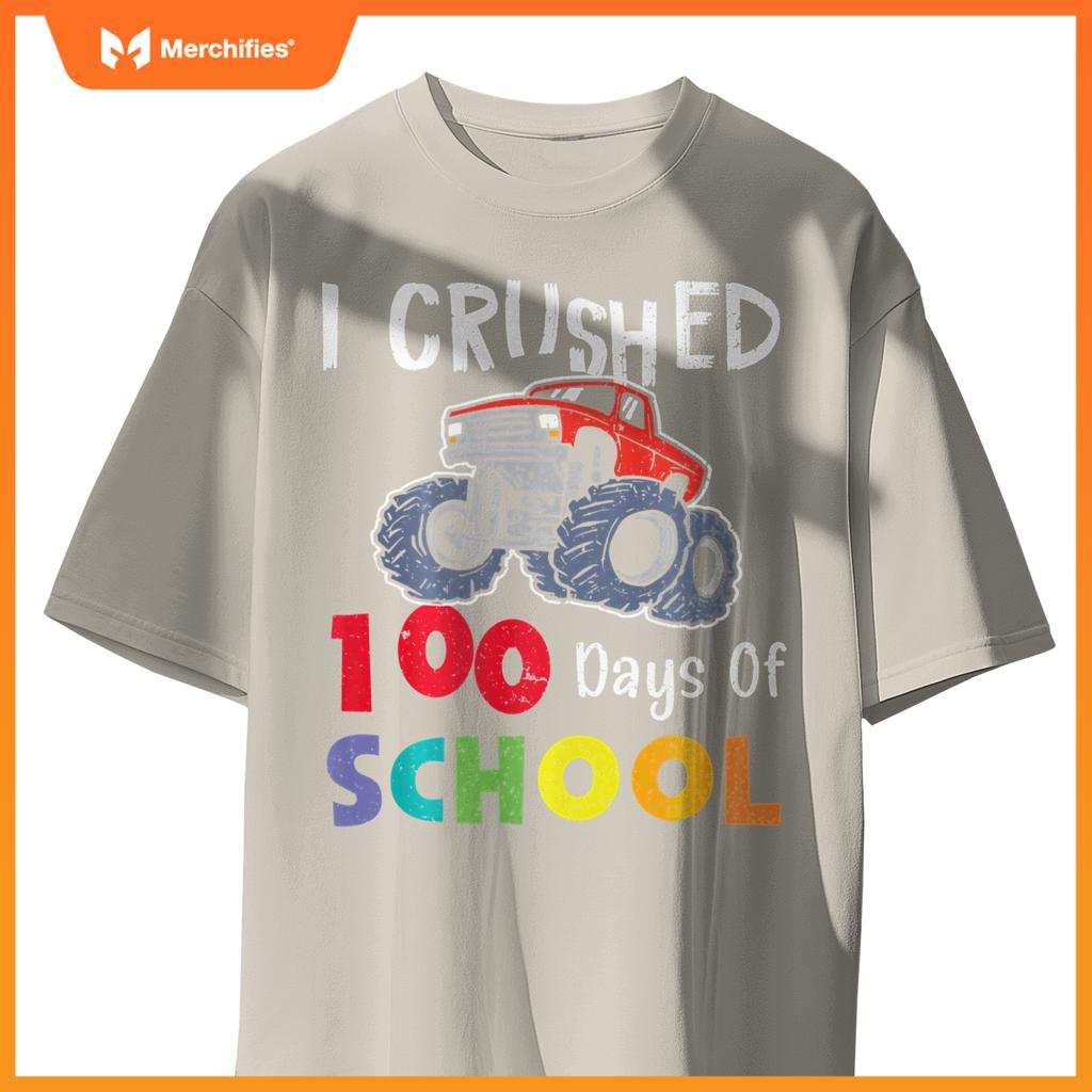 I Crushed 100 Days Of School Monster Truck Kids T-Shirt