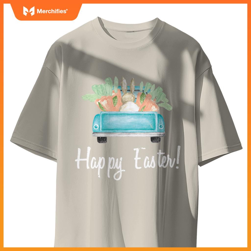 Happy Easter Watercolor Truck Party Teacher Cute T-Shirt
