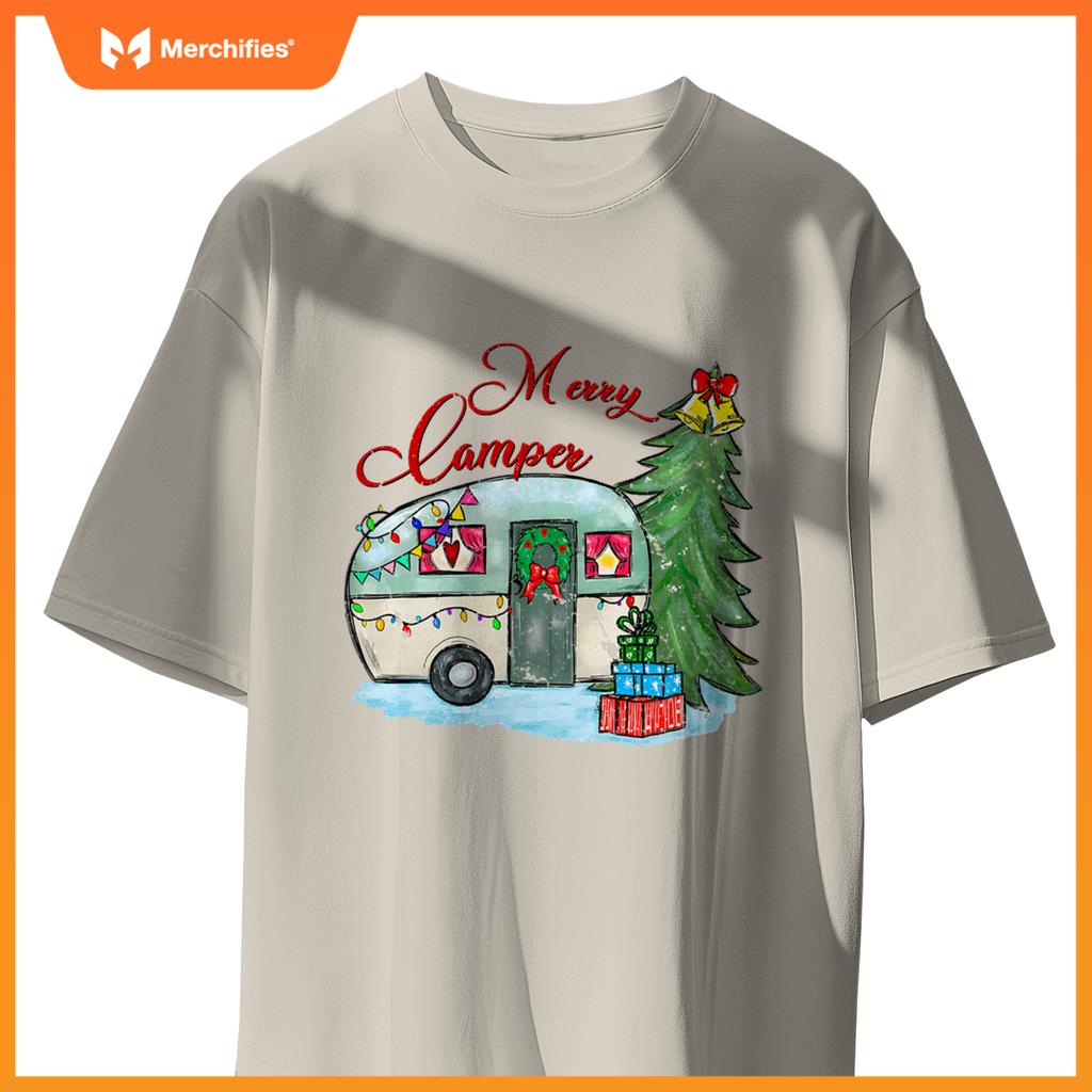 Merry Camper Christmas Santa Camper Camping Truck Xmas Tree T-Shirt
