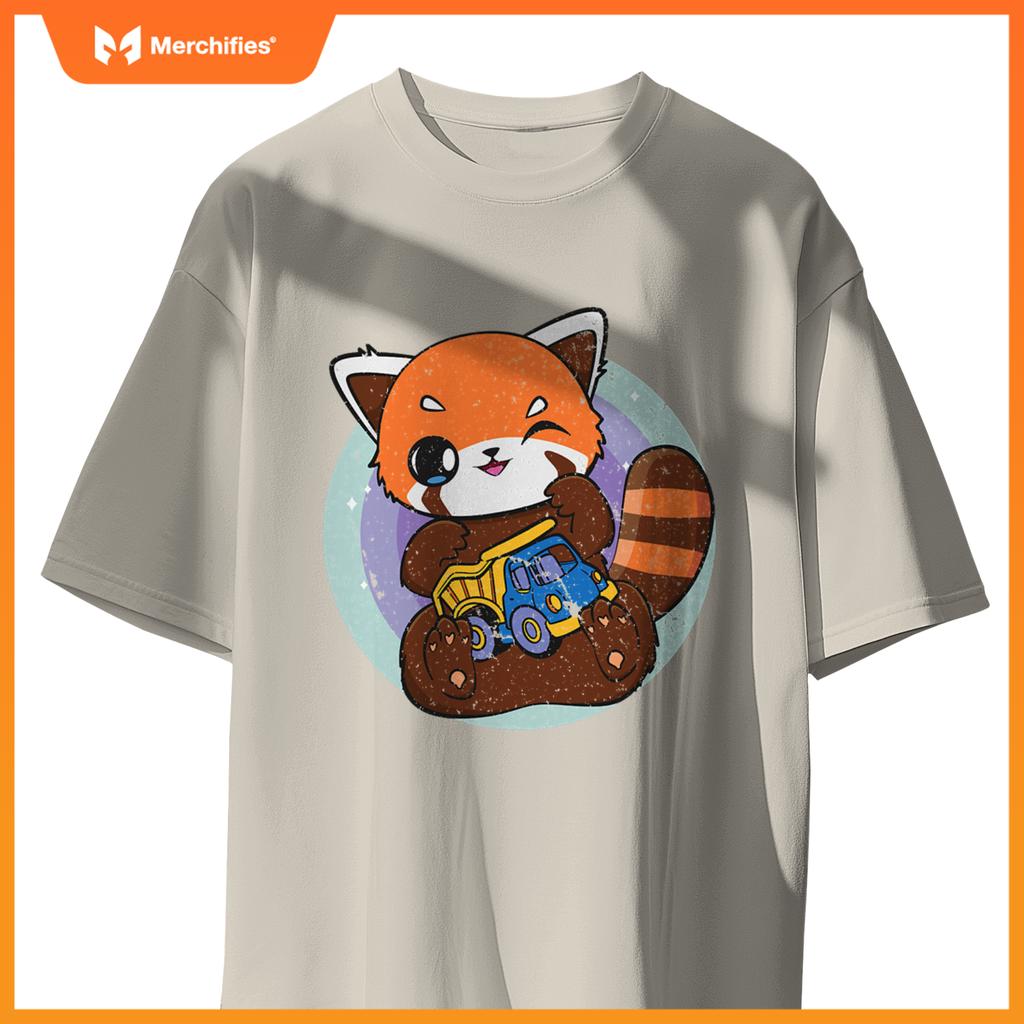 Kawaii Red Panda With Toy Car Truck Cute Chibi Anime Otaku T-Shirt